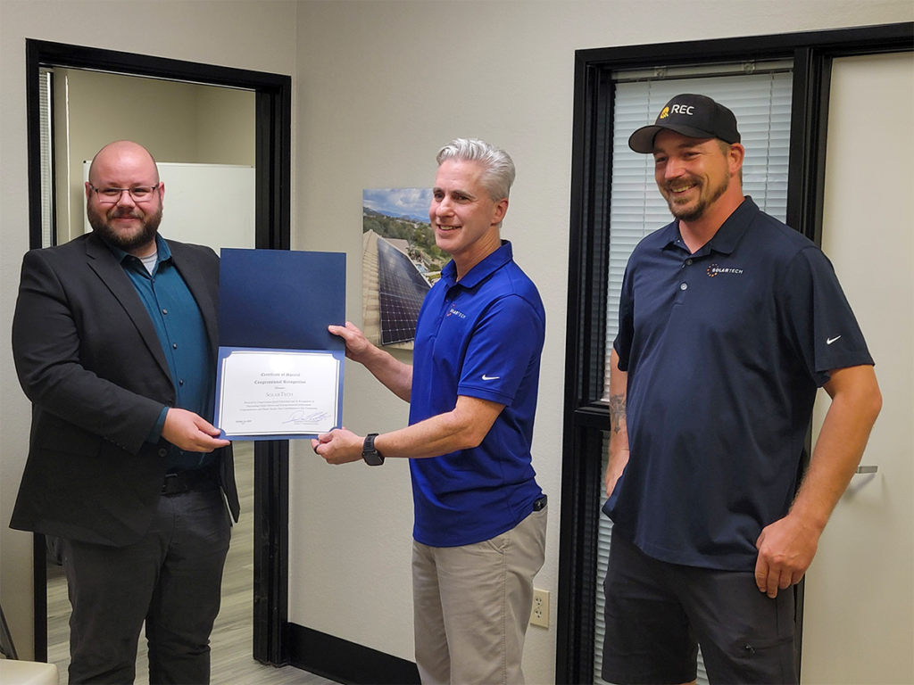 SolarTech receiving a certificate of opening in the city of Phoenix